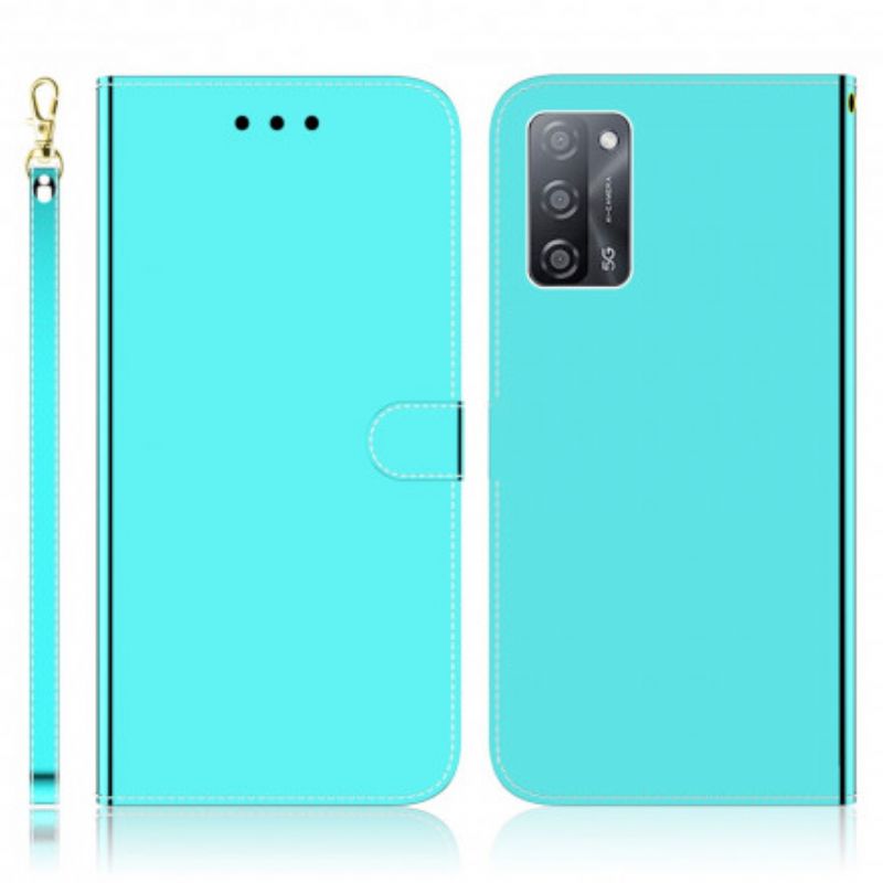 Läderfodral Oppo A54 5g / A74 5g Telefonfodral Spegelskydd I Konstläder