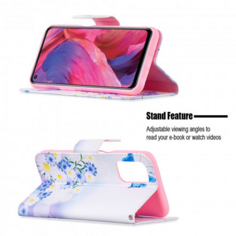 Skyddsfodral Oppo A54 5g / A74 5g Målade Fjärilar Och Blommor