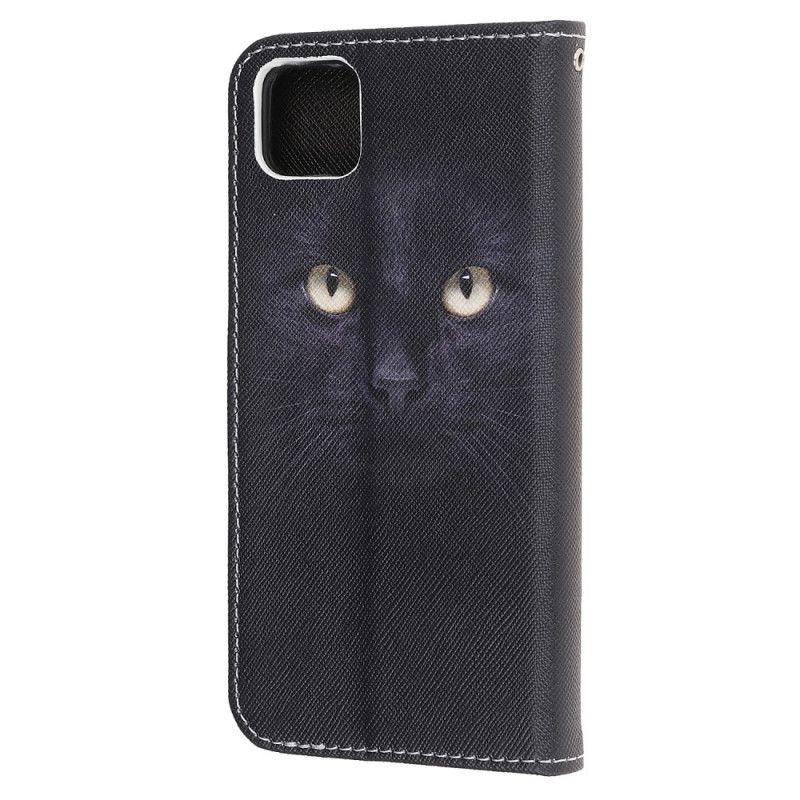Fodral Huawei Y5p Svarta Kattögon Med Rem