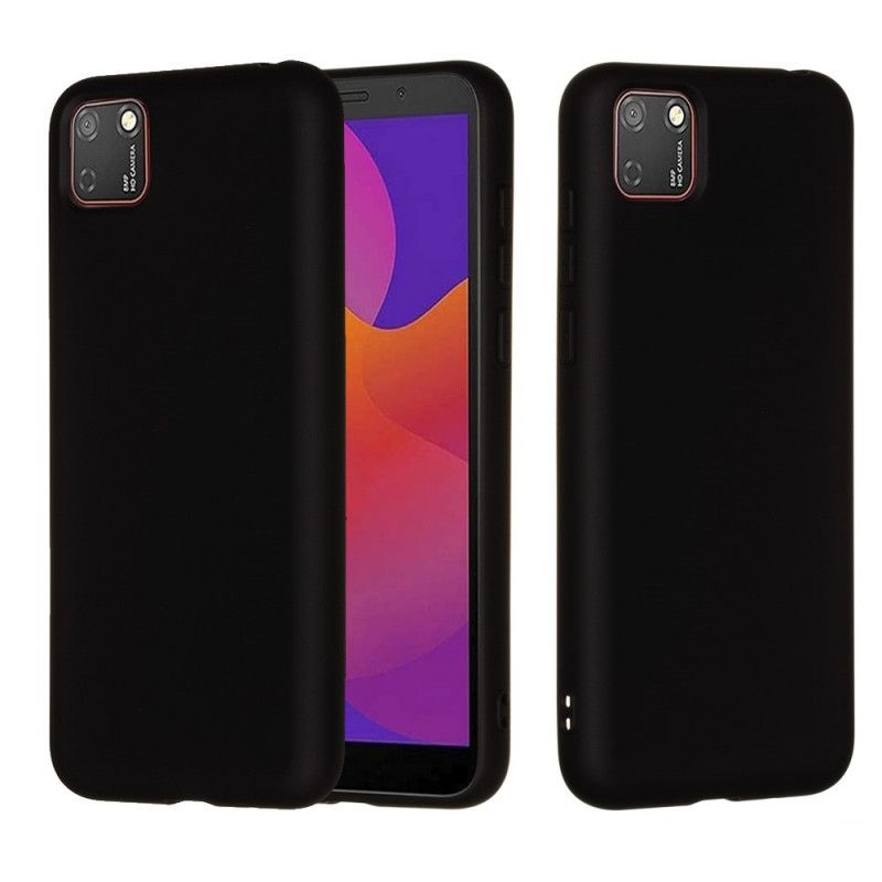 Skal för Huawei Y5p Svart Flytande Silikon Med Rem