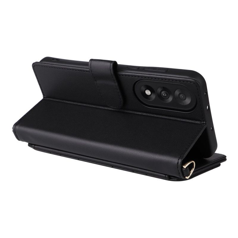 Läderfodral Oneplus Nord 5 Telefonfodral Vadderad Med Axelrem