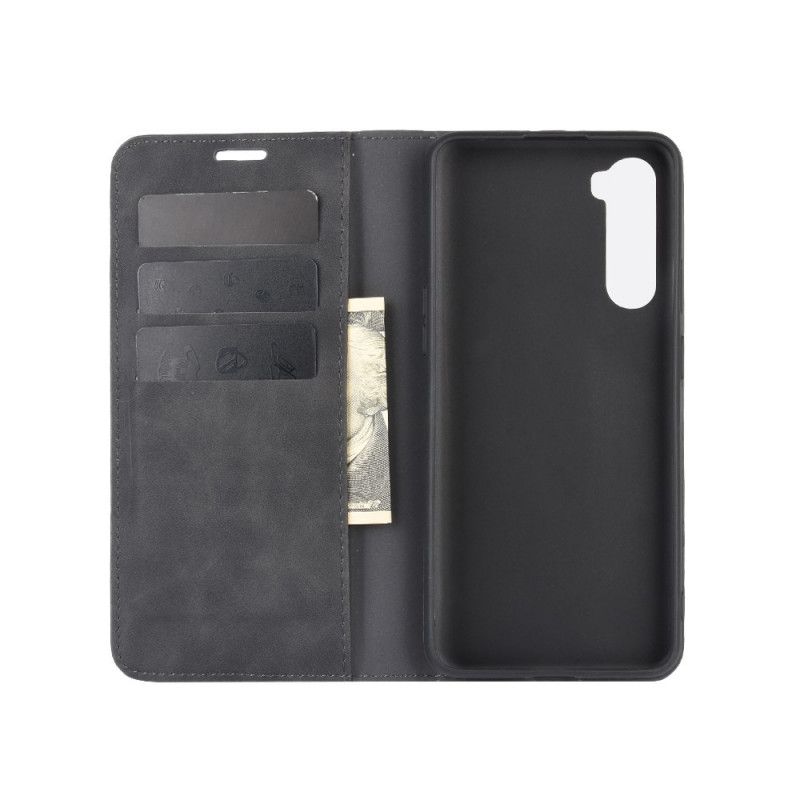 Folio-fodral OnePlus Nord Svart Sidenmjukt Lädereffekt