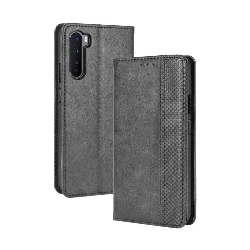 Folio-fodral OnePlus Nord Svart Stiliserad Vintage Lädereffekt