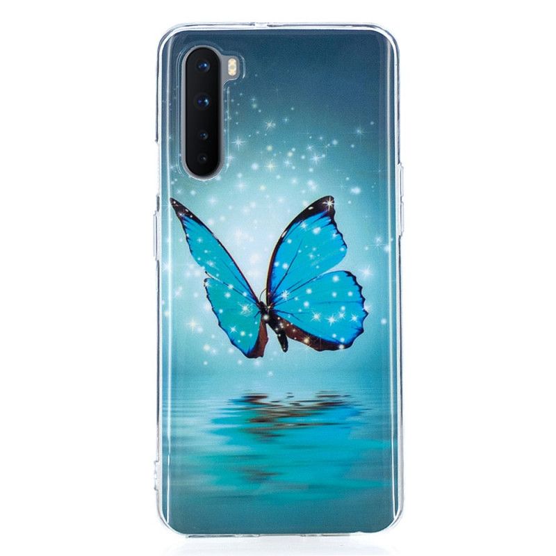 Skal för OnePlus Nord Fluorescerande Blå Fjäril