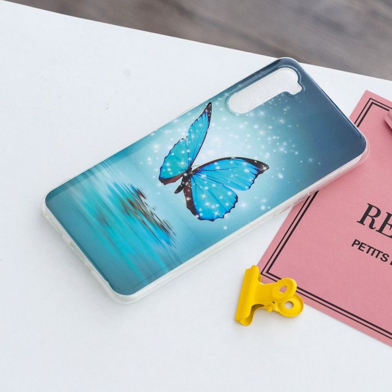 Skal för OnePlus Nord Fluorescerande Blå Fjäril