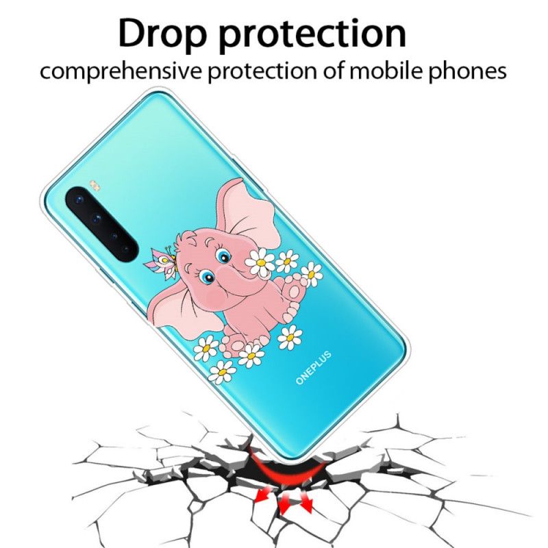 Skal OnePlus Nord Transparent Rosa Elefant