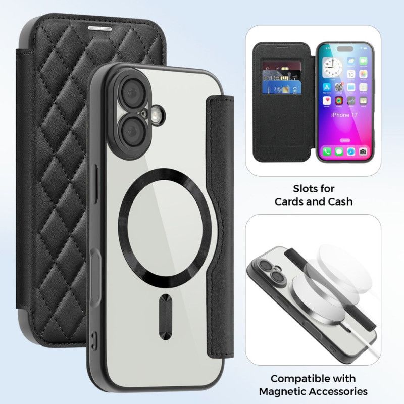 Folio-fodral iPhone 17 Magsafe-kompatibel Quiltad