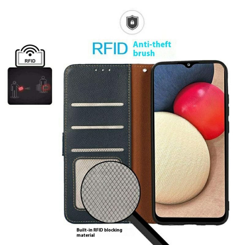 Läderfodral iPhone 17 Telefonfodral Khazneh Tvåfärgad Rfid-plånbok