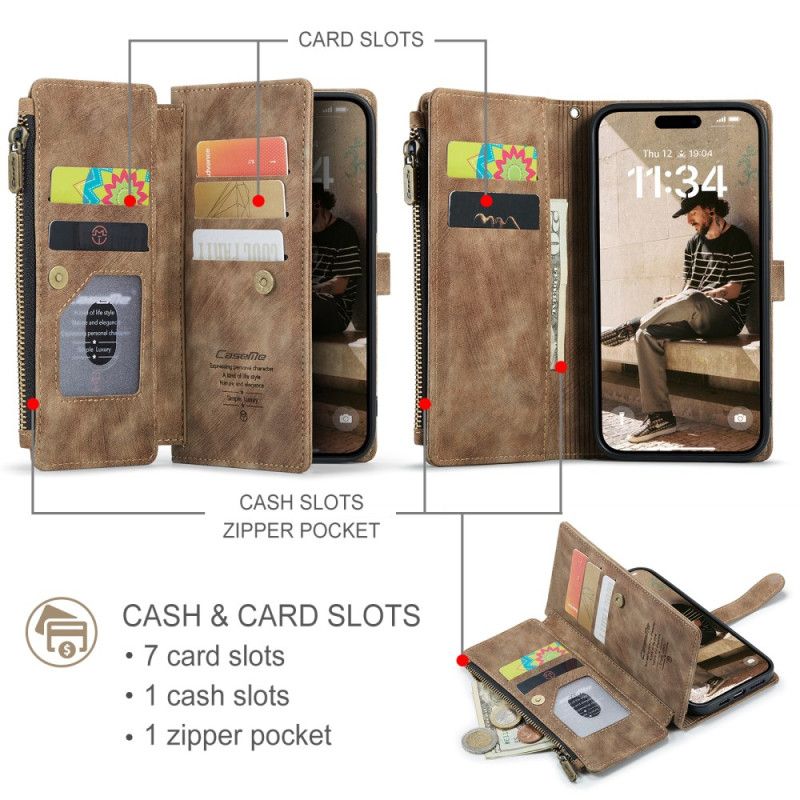 Läderfodral iPhone 17 Telefonfodral Plånbok Med 10 Kortfack