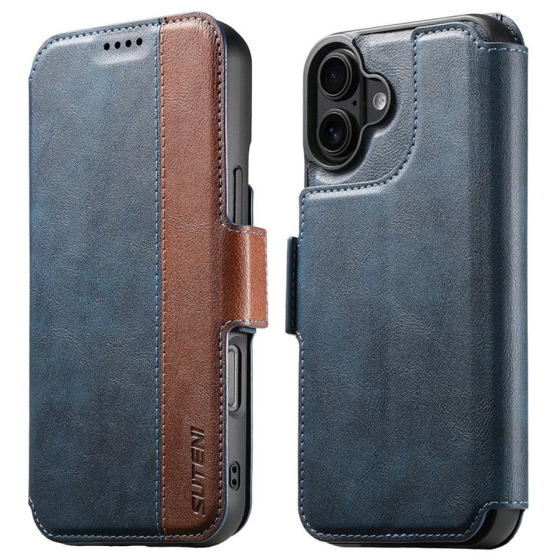 Läderskal Fodral iPhone 17 Magsafe Tvåfärgat Texturerat Läder