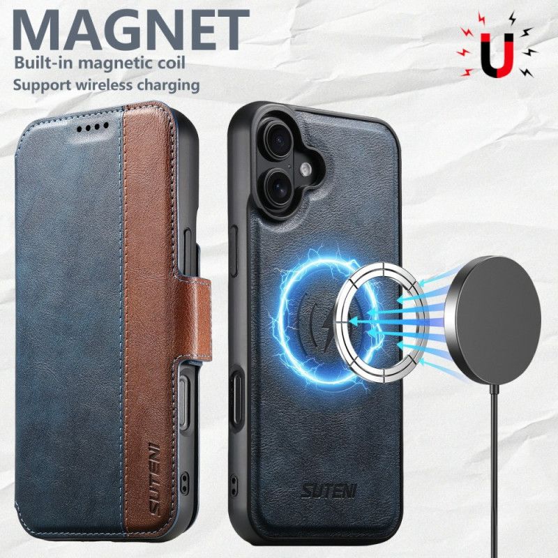 Läderskal Fodral iPhone 17 Magsafe Tvåfärgat Texturerat Läder