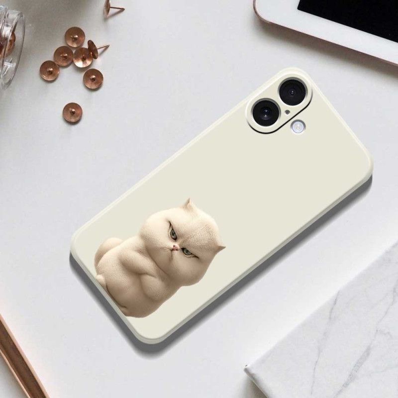 Skal iPhone 17 Flytande Silikon Angry Cat