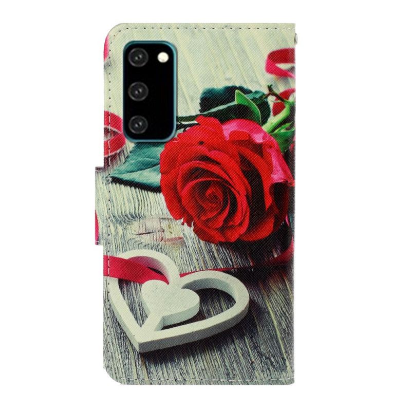 Fodral för Samsung Galaxy S20 Romantisk Ros Med Rem