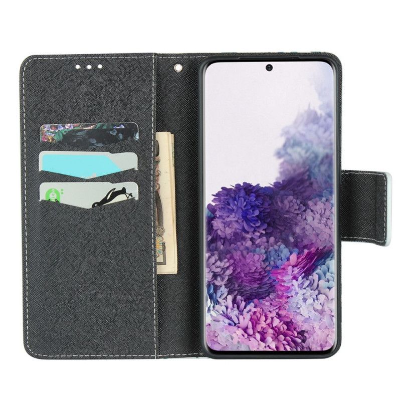 Läderskal Samsung Galaxy S20 Magenta Remblommor