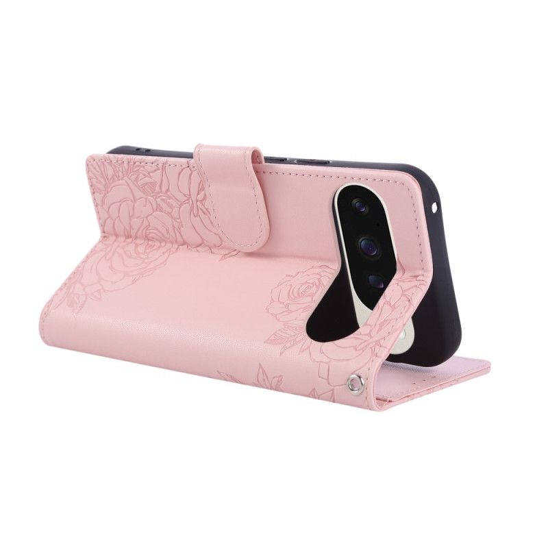 Läderfodral Google Pixel 10 Pro Xl Telefonfodral Rosmönster