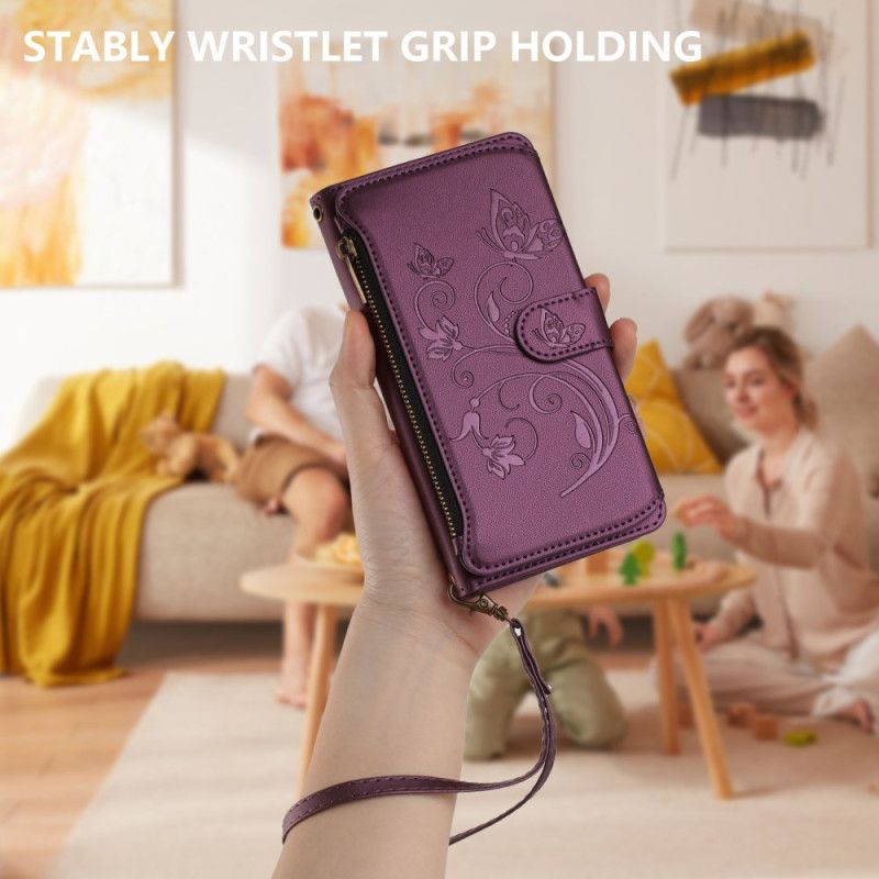 Fodral För Oneplus 15 Blommig Plånbok Med Rem