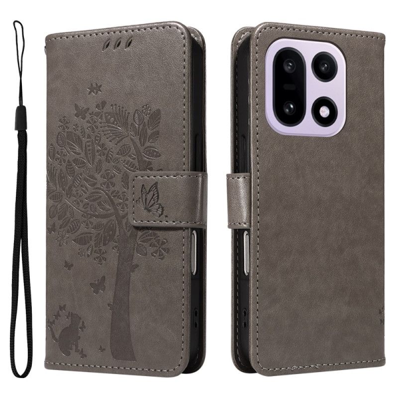 Läderfodral Oneplus 15 Telefonfodral Katt Och Träd