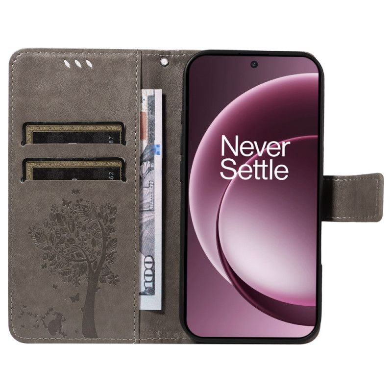 Läderfodral Oneplus 15 Telefonfodral Katt Och Träd