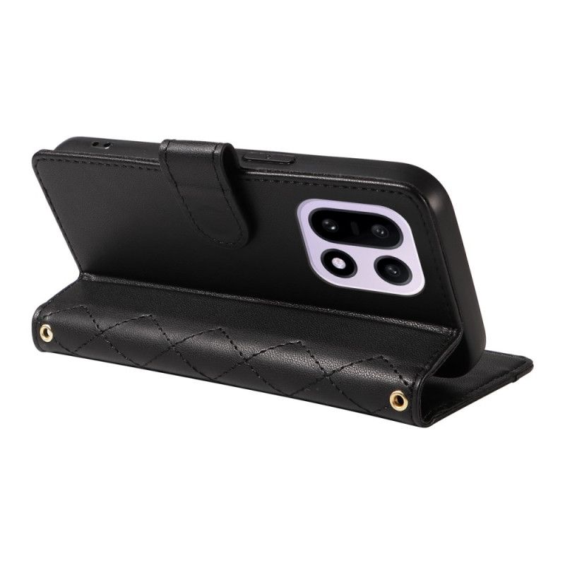 Läderfodral Oneplus 15 Telefonfodral Quiltad Med Axelrem Och Rem