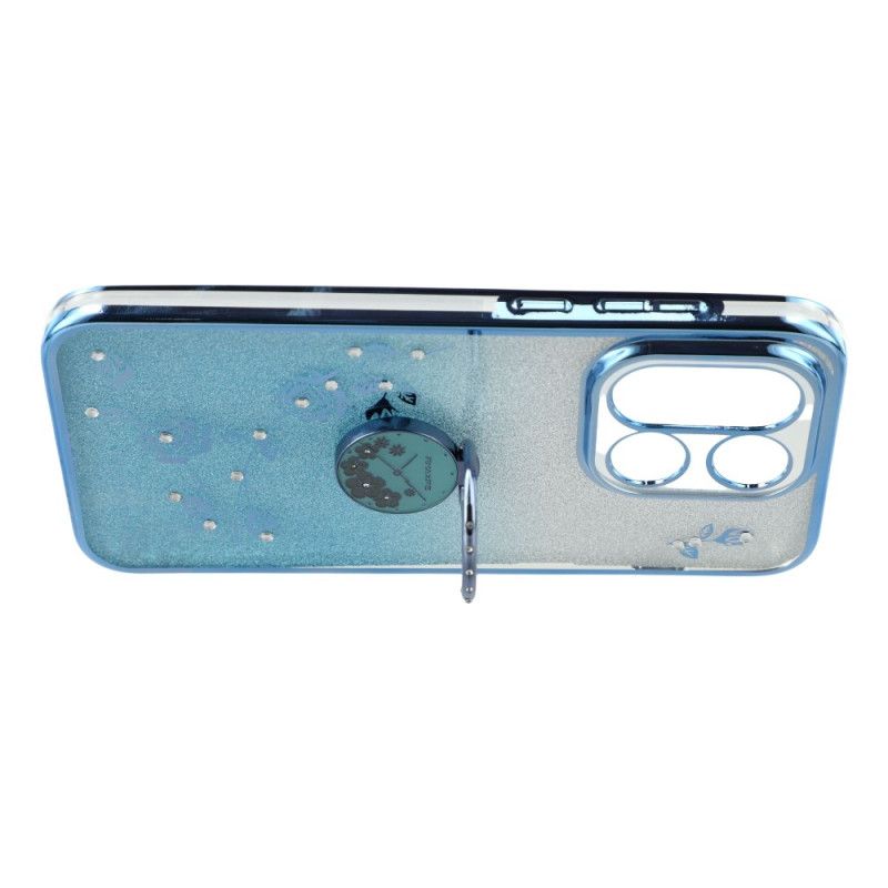 Skal Oneplus 15 Ringhållare Och Glitterblommönster