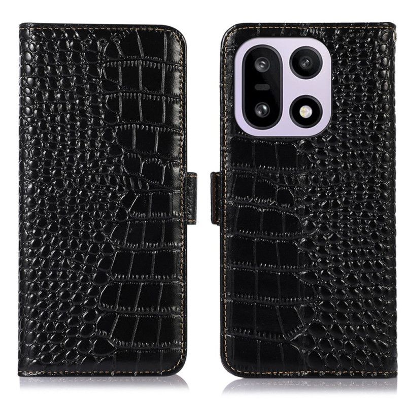 Skyddsfodral Oneplus 15 Krokodilstrukturerat Läderplånbok Med Rfid-blockering