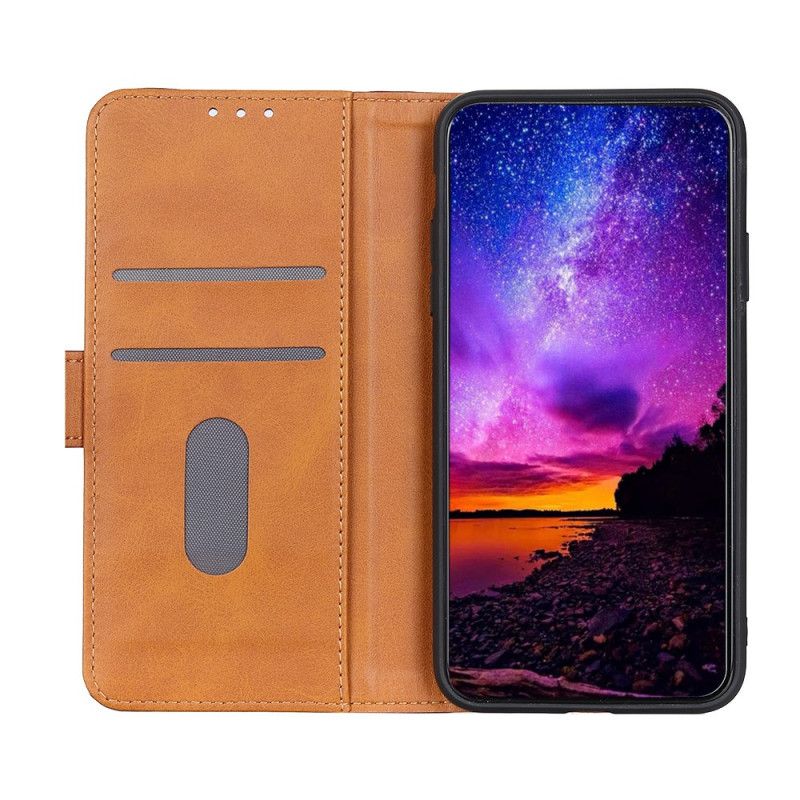 Läderfodral Samsung Galaxy A02s Svart Sömmar I Lycheskinn