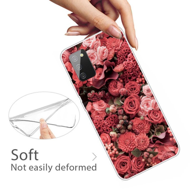 Skal Samsung Galaxy A02s Röd Intensiva Blommor