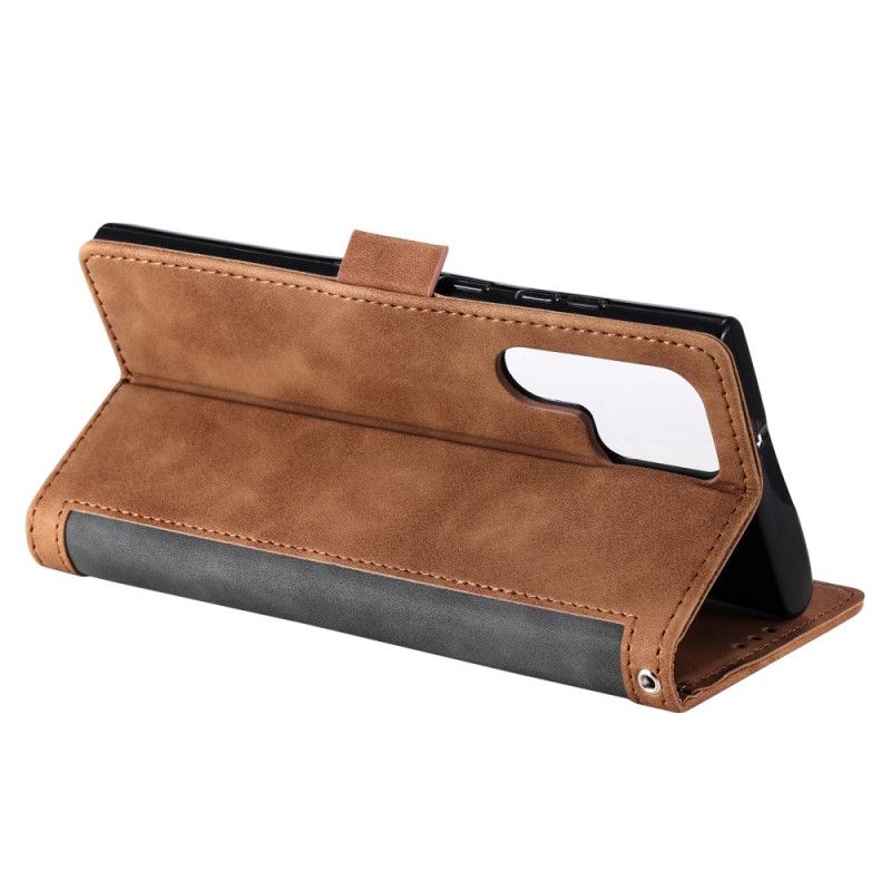 Fodral För Samsung Galaxy S25 Ultra 5g Tvåfärgad Rfid-blockerande Plånbok I Mockaeffekt