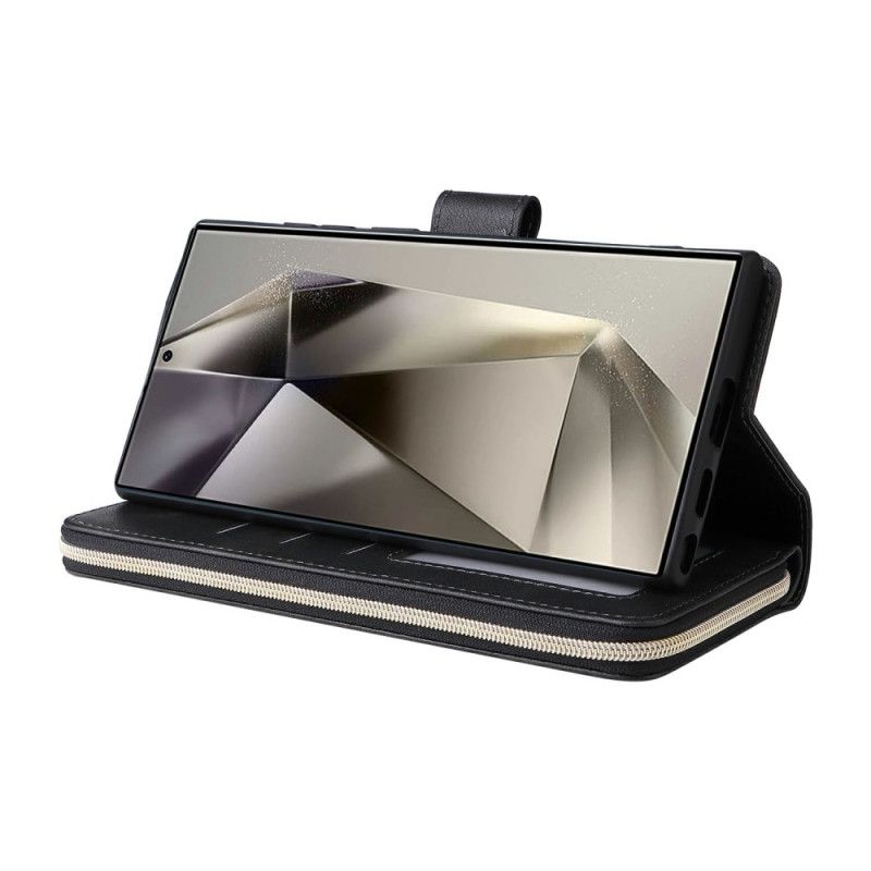 Fodral Samsung Galaxy S25 Ultra 5g Plånbok Med Dragkedja Och Rem