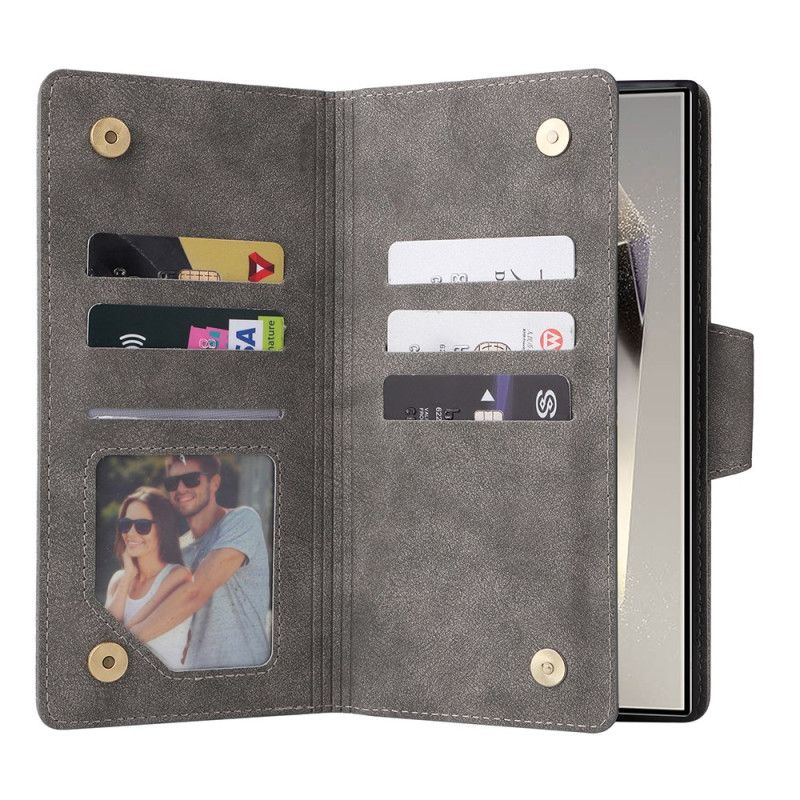 Fodral Samsung Galaxy S25 Ultra 5g Plånbok Med Mocka-effekt Och Rem