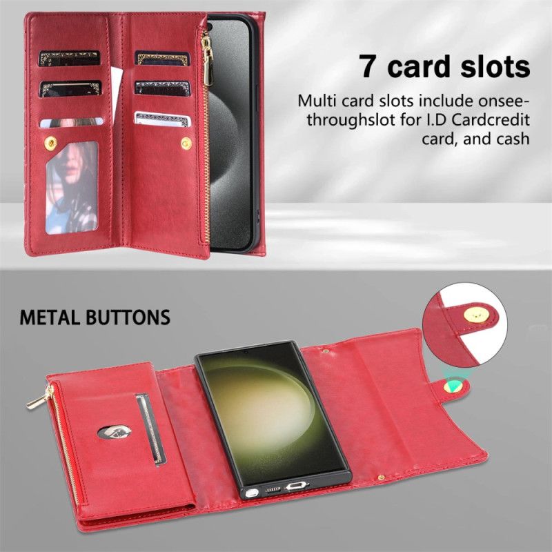 Fodral Samsung Galaxy S25 Ultra 5g Quiltad Plånbok Med Axelrem