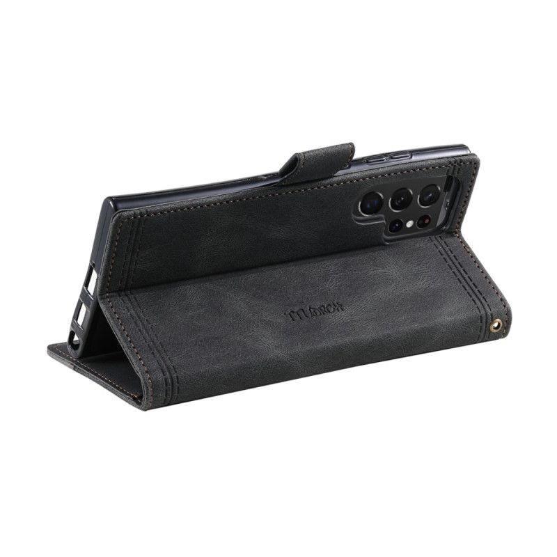 Läderfodral Samsung Galaxy S25 Ultra 5g Telefonfodral Tvåfärgad Rfid-plånbok I Mockastil Med Rem