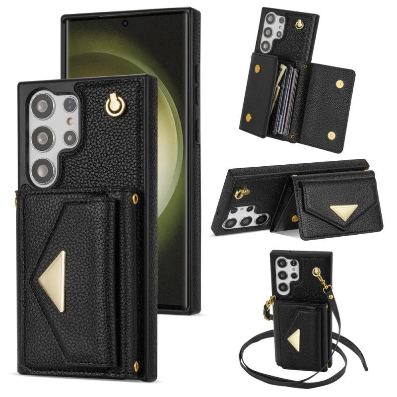 Skal Samsung Galaxy S25 Ultra 5g Lädereffekt Med Korthållare Och Rem