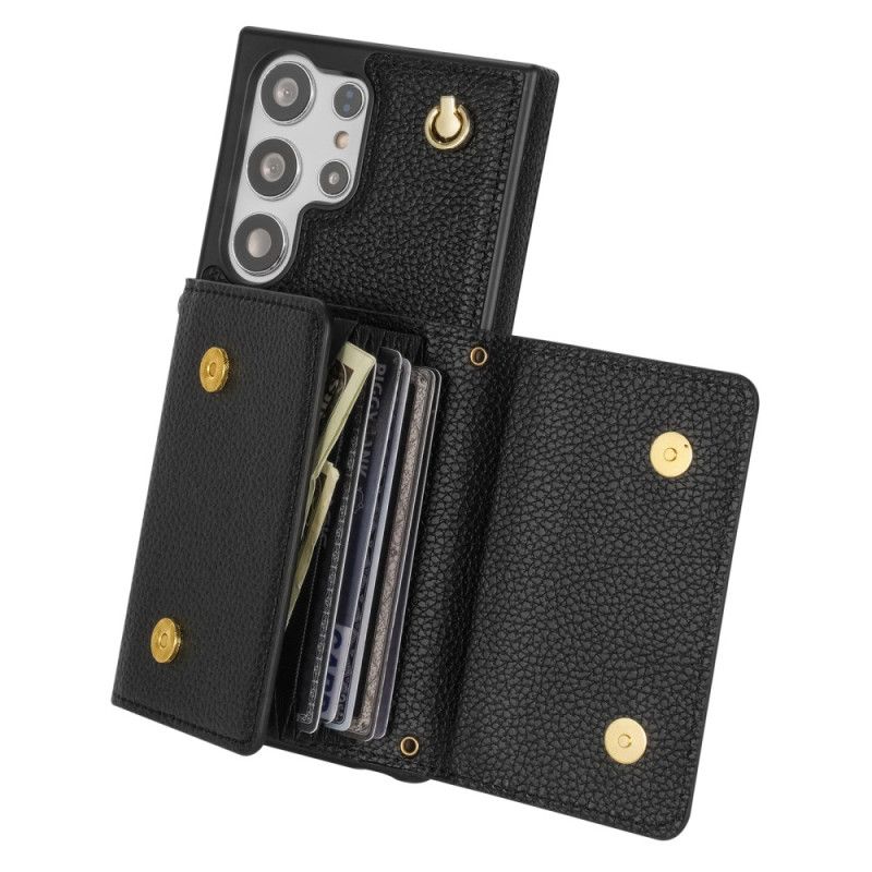 Skal Samsung Galaxy S25 Ultra 5g Lädereffekt Med Korthållare Och Rem