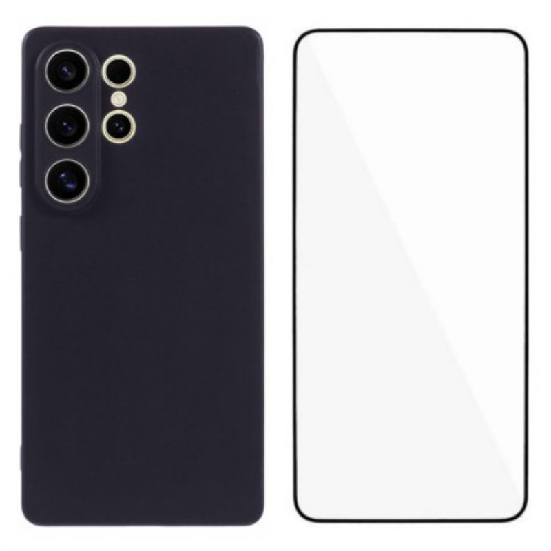 Skal Samsung Galaxy S25 Ultra 5g Matt Silikon Med Skärmskydd I Härdat Glas