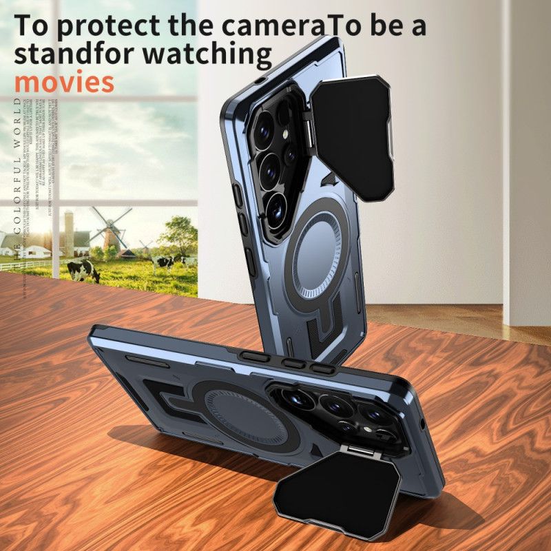 Skal Samsung Galaxy S25 Ultra 5g Metallisk Effekt Med Linsskydd Och Stativ