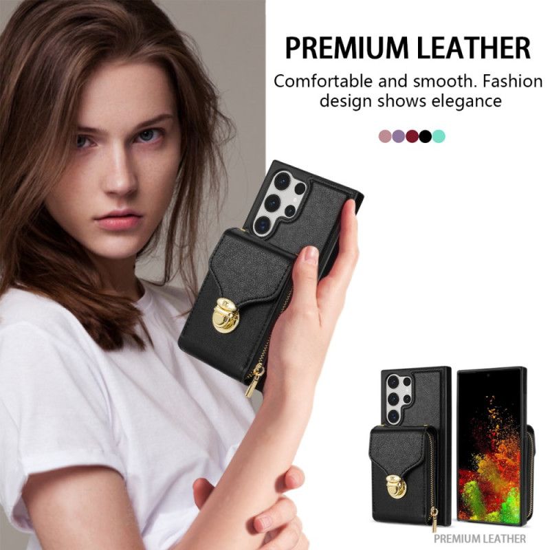 Skal Samsung Galaxy S25 Ultra 5g Plånbok Med Dragkedja Och Axelrem