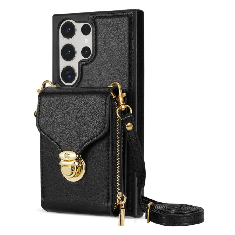 Skal Samsung Galaxy S25 Ultra 5g Plånbok Med Dragkedja Och Axelrem