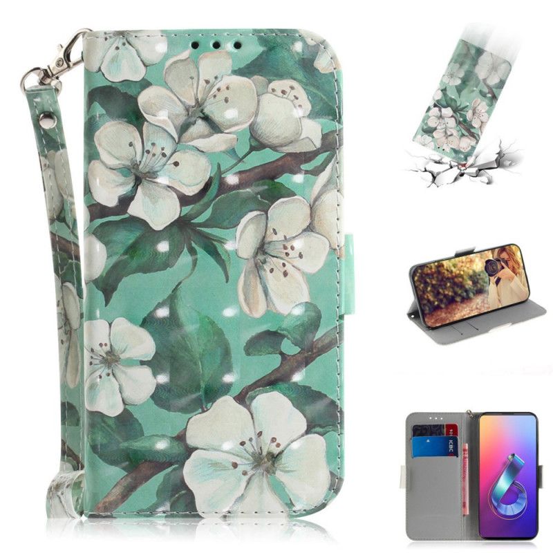 Fodral Asus ZenFone 6 Blommande Gren Med Rem