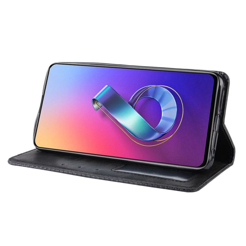 Folio-fodral Asus ZenFone 6 Svart Stiliserad Vintage Lädereffekt