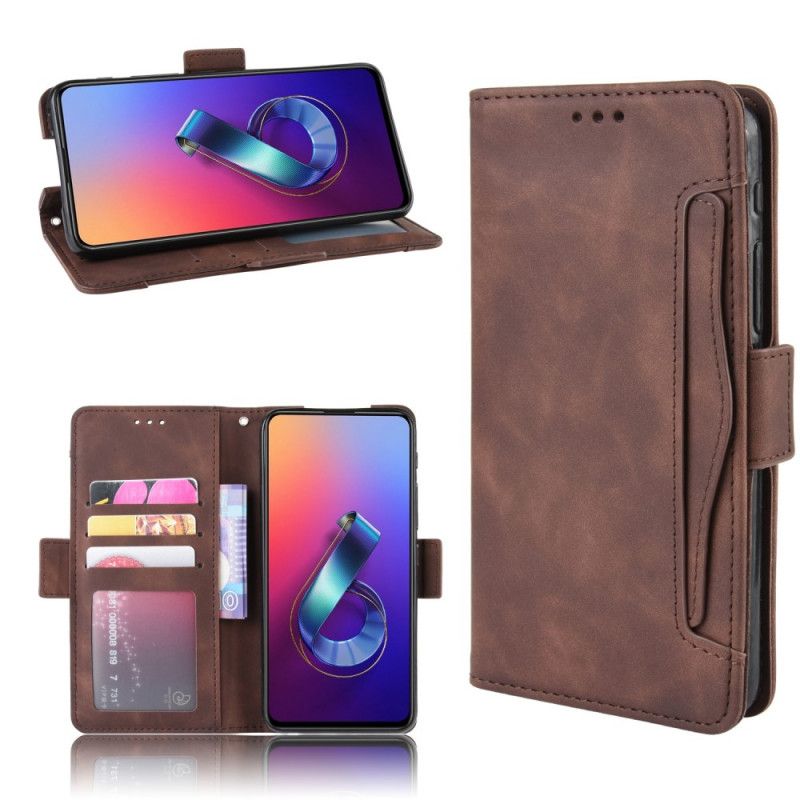 Läderfodral Asus ZenFone 6 Svart Förstklassigt Multikort