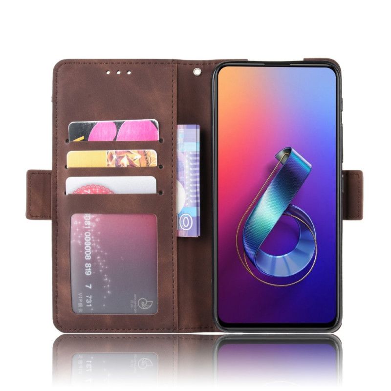 Läderfodral Asus ZenFone 6 Svart Förstklassigt Multikort