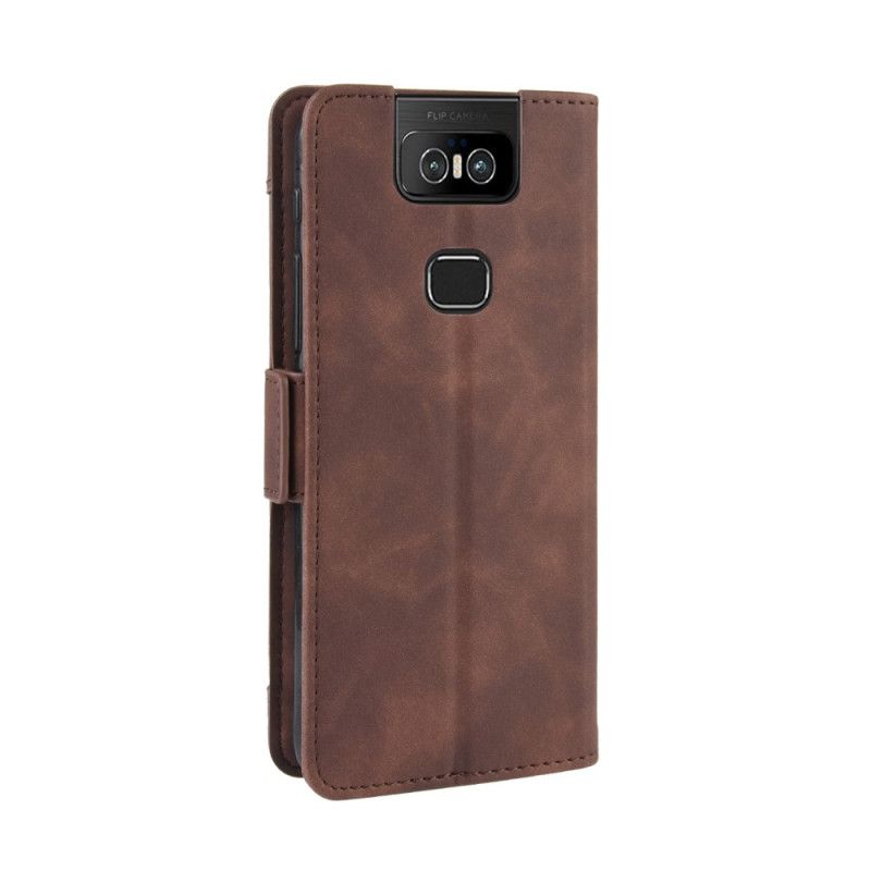 Läderfodral Asus ZenFone 6 Svart Förstklassigt Multikort
