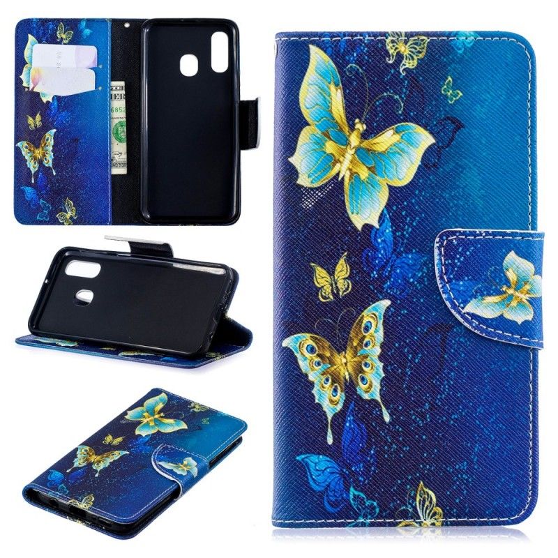Fodral för Samsung Galaxy A40 Gyllene Fjärilar