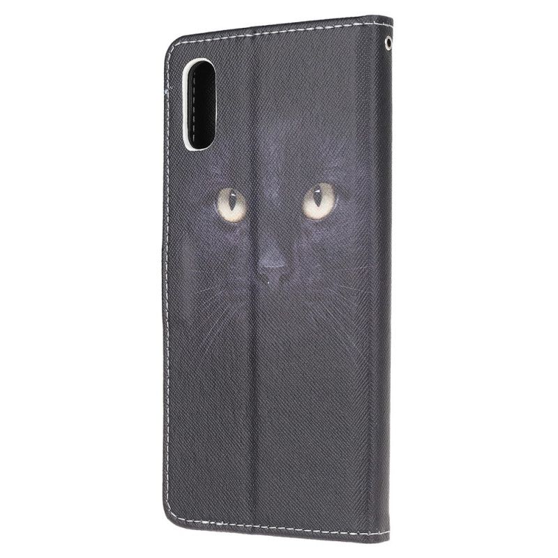 Skyddsfodral Xiaomi Redmi 9A Svarta Kattögon Med Rem
