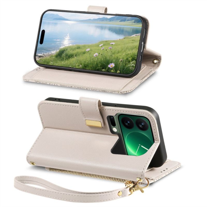 Läderfodral Xiaomi 17 Pro Telefonfodral Blom- Och Lövmönster