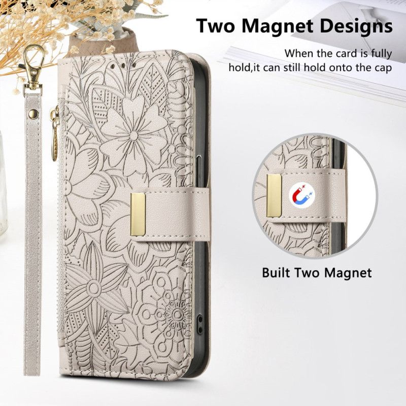 Läderfodral Xiaomi 17 Pro Telefonfodral Blom- Och Lövmönster