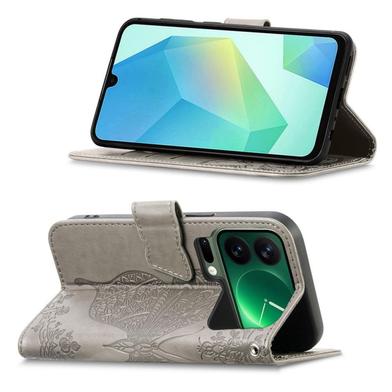 Läderskal Fodral Xiaomi 17 Pro 3d-fjäril Och Strass