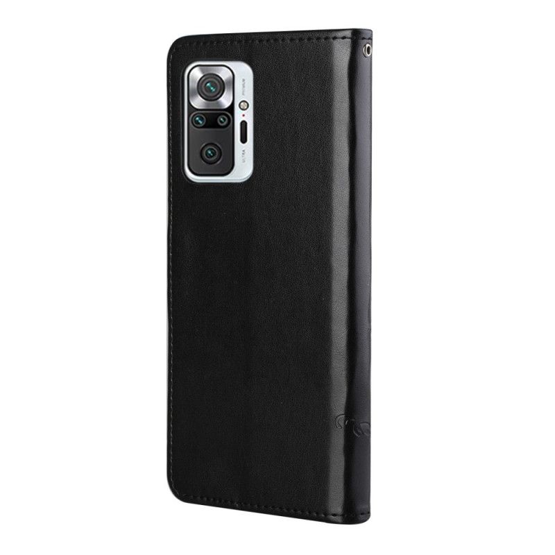 Läderfodral Xiaomi Redmi Note 10 Pro Svart Mobilskal Fjärilar Och Blommor