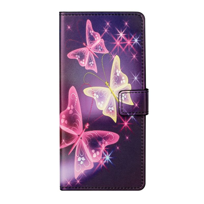 Läderfodral Xiaomi Redmi Note 10 Pro Svart Mobilskal Fjärilar Och Blommor